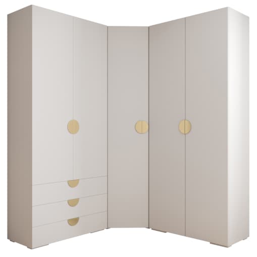 Garderoba wysoka do przedpokoju INOVA 4 Z1 biały+złoty