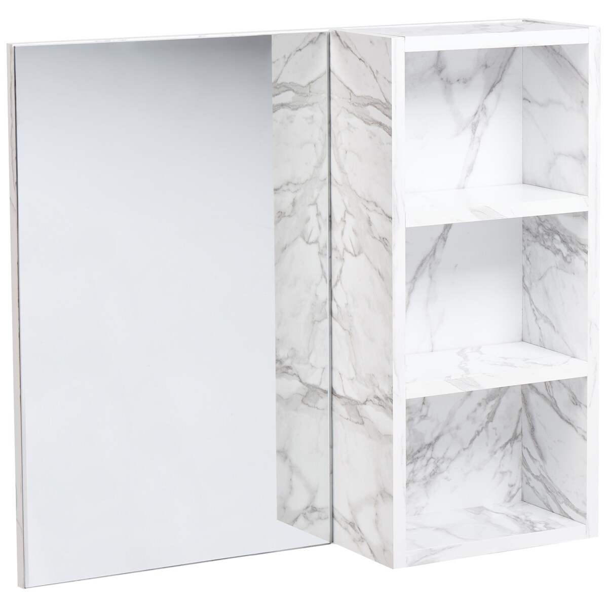 Szafka łazienkowa wisząca z lustrem JOINVILLE 60 cm 54 cm Biały marmur