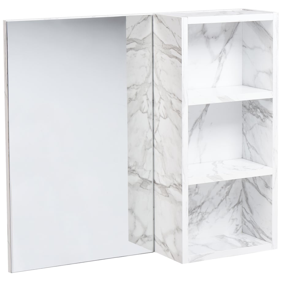 Szafka łazienkowa wisząca z lustrem JOINVILLE 60 cm 54 cm Biały marmur