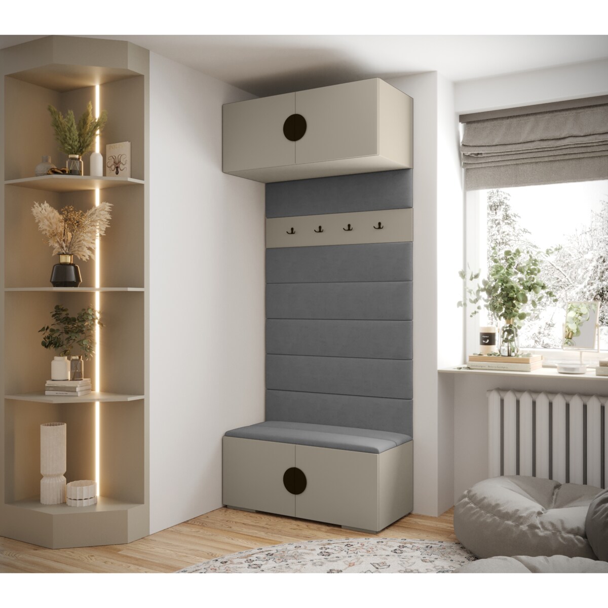 Garderoba do przedpokoju INOVA 4 kaszmir+czarny+manila16