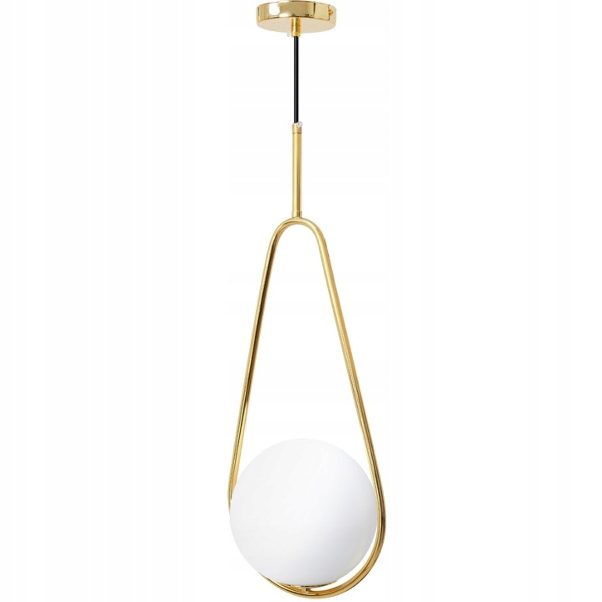 Lampa Sufitowa Wisząca Szklana Kula Biała Złota