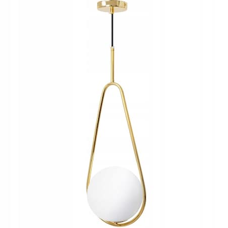 Lampa Sufitowa Wisząca Szklana Kula Biała Złota