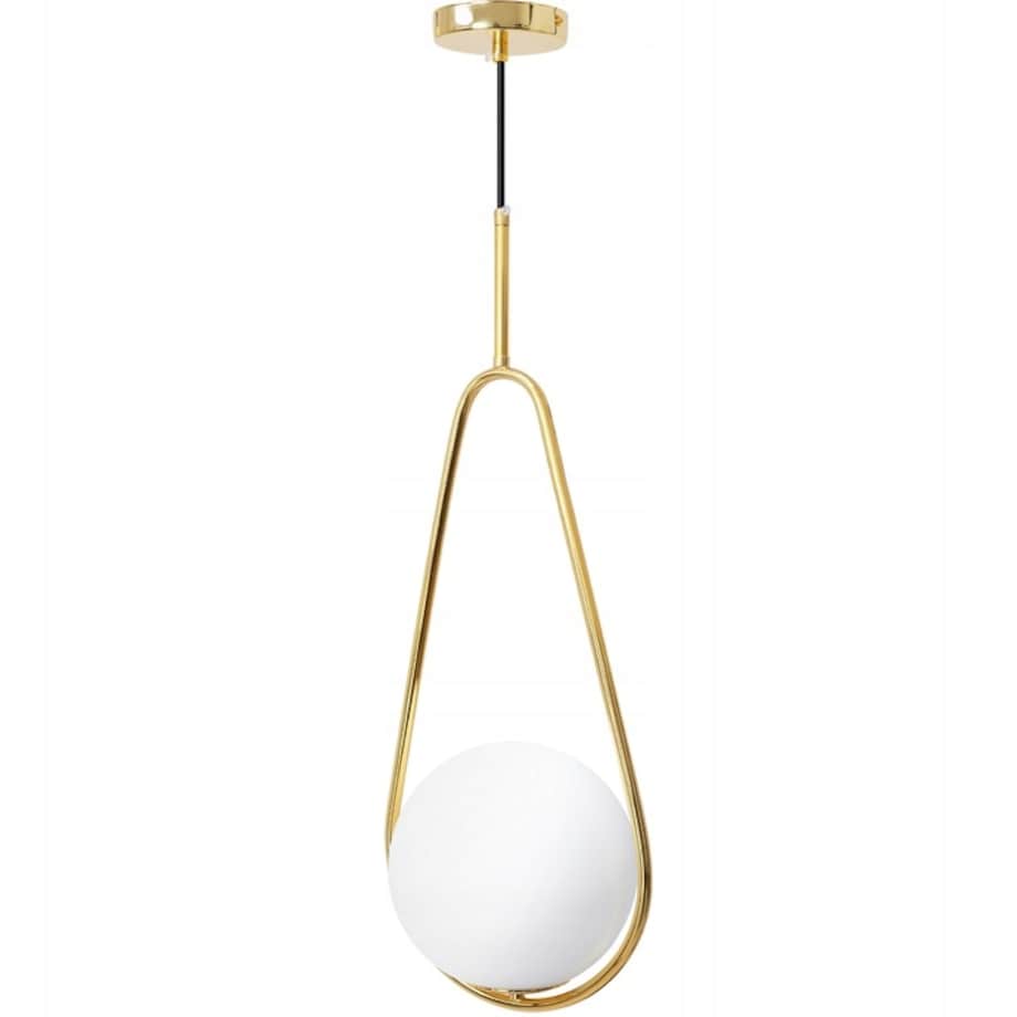 Lampa Sufitowa Wisząca Szklana Kula Biała Złota