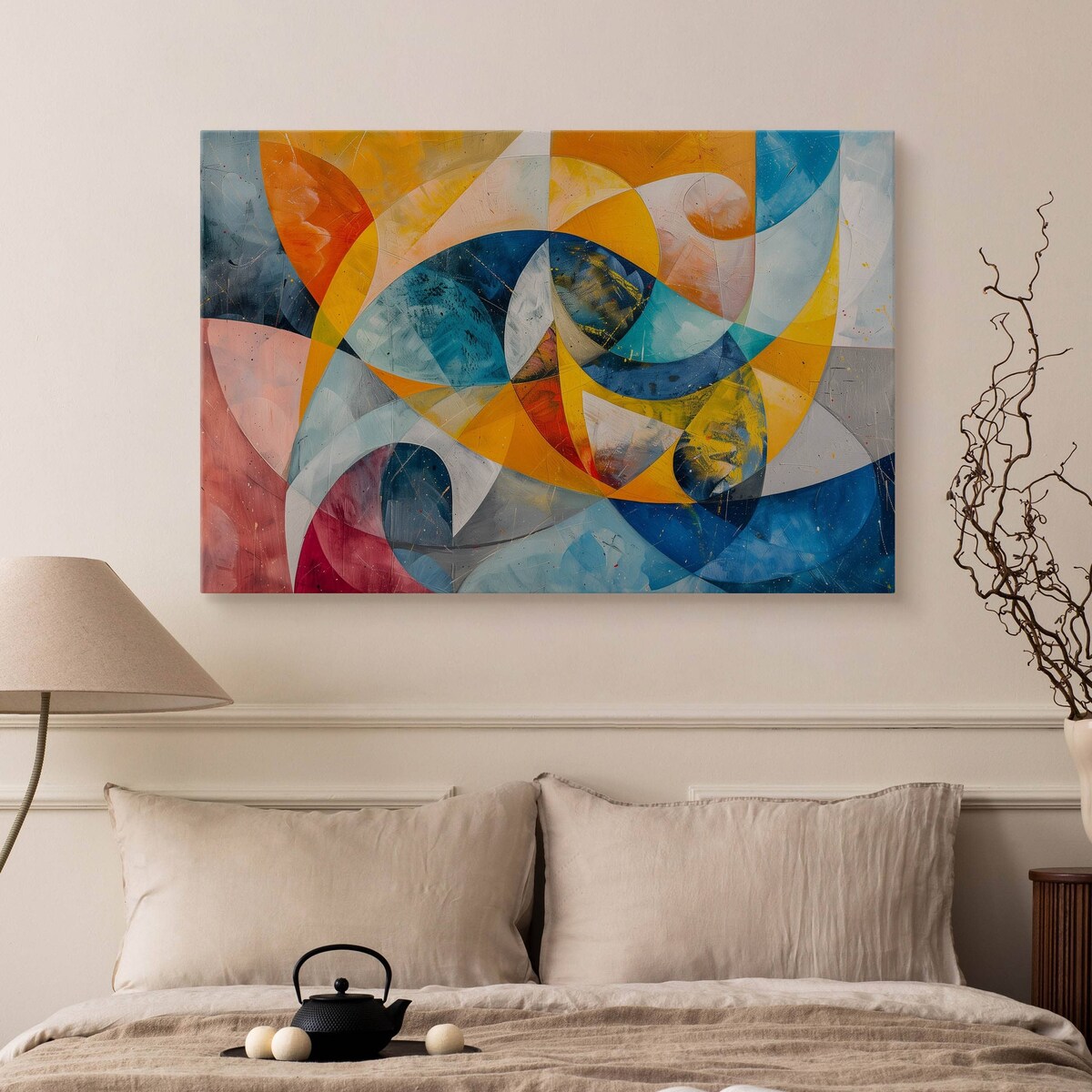 Obraz Do Sypialni Salonu Akwarele Kolorowa Abstrakcja Styl Boho 120x80cm