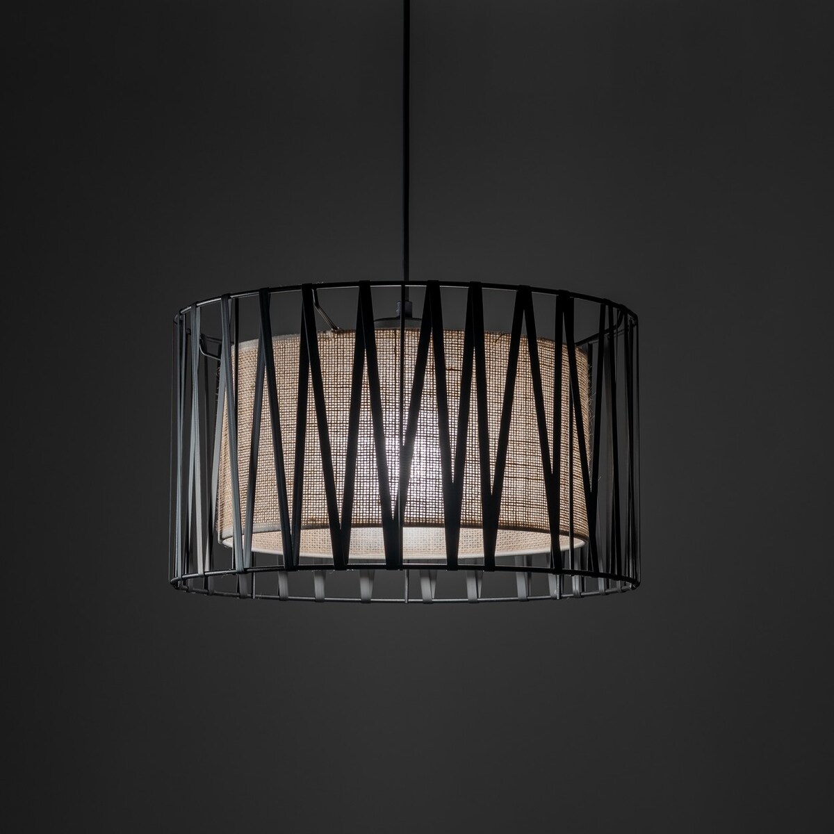 Lampa wisząca TK Lighting HARMONY NATURE 4562 czarno-brązowa E27 jutowy klosz 40 cm regulowana do salonu i jadalni