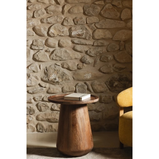 Okrągły stolik boczny Naiara Ø50 cm z drewna mango