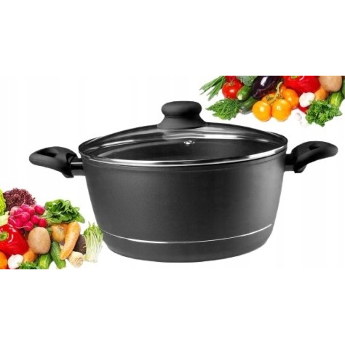 GARNEK 26 cm 5,5 L ROYAL GALICJA czarny indukcja pokrywka do gotowania