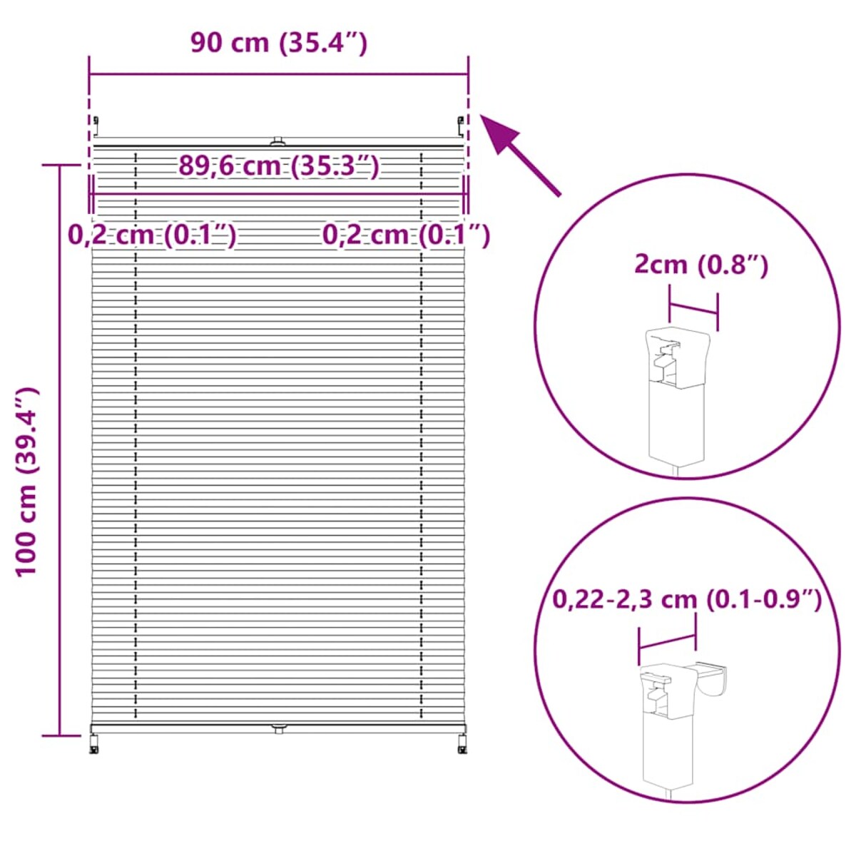 vidaXL Roleta plisowana, 90 x 100 cm, kremowa