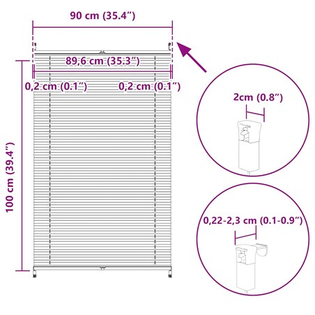 vidaXL Roleta plisowana, 90 x 100 cm, kremowa