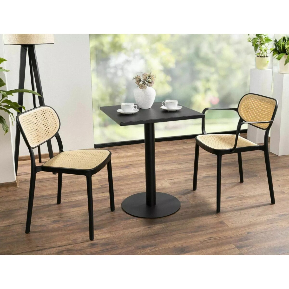 Krzesło z tworzywa BALI czarne/beżowe