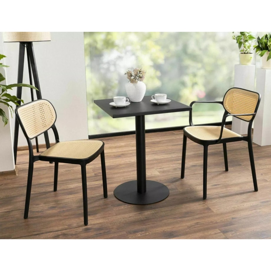 Krzesło z tworzywa BALI czarne/beżowe