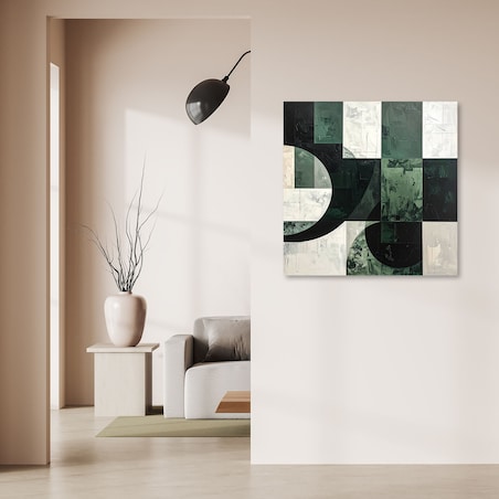 Obraz do salonu sypialni biura loftu, Zielona geometryczna abstrakcja