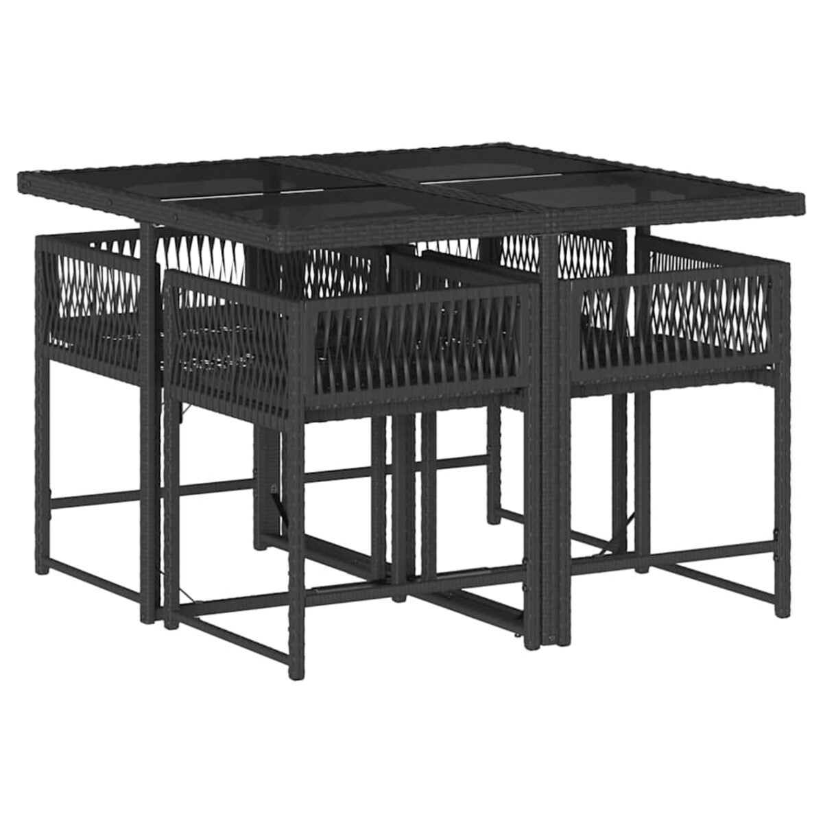 vidaXL 5-cz. zestaw mebli ogrodowych z poduszkami, czarny, polirattan