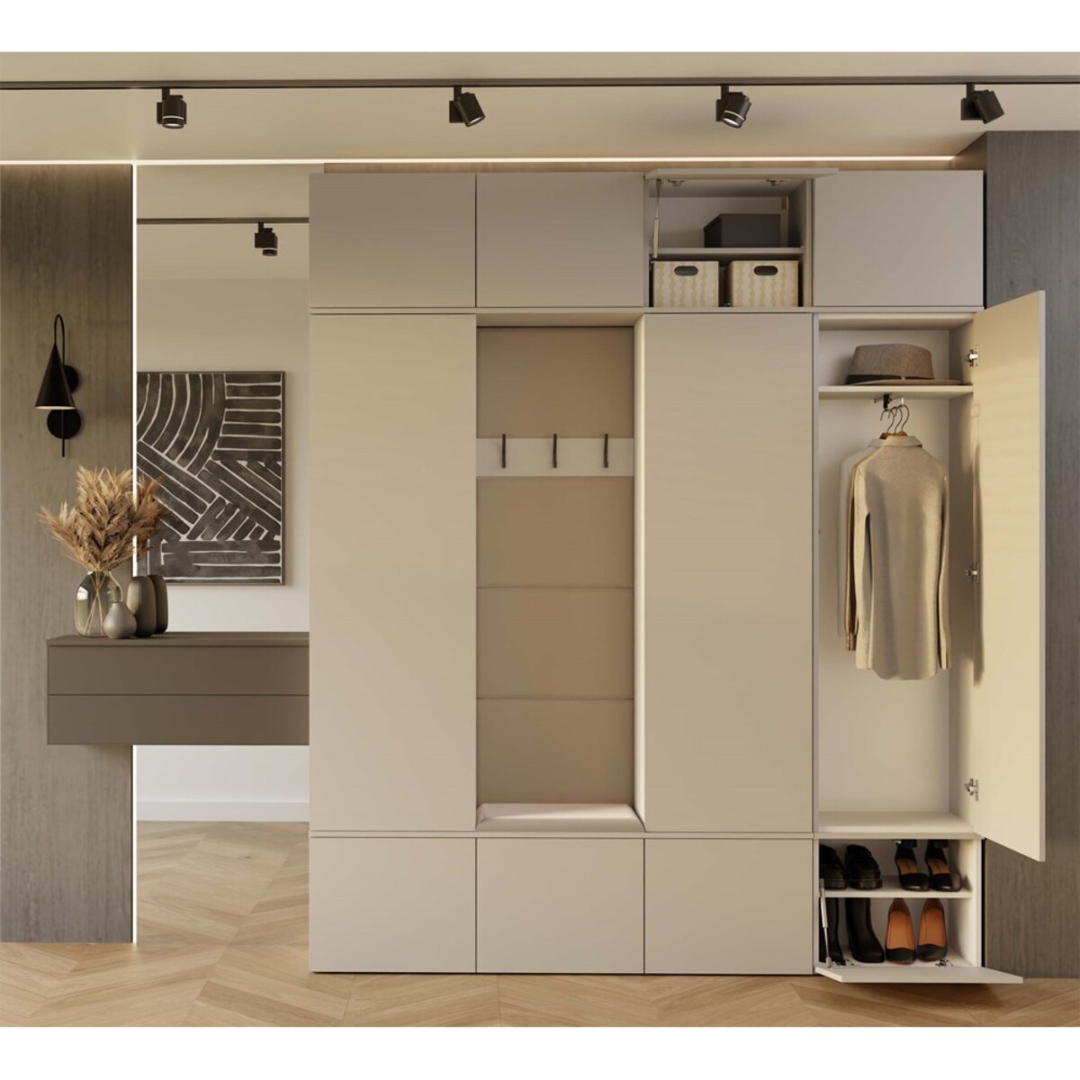 Garderoba HAGA IV 3Sz1W KASZMIR BEŻ 3x Szafa + Wieszak
