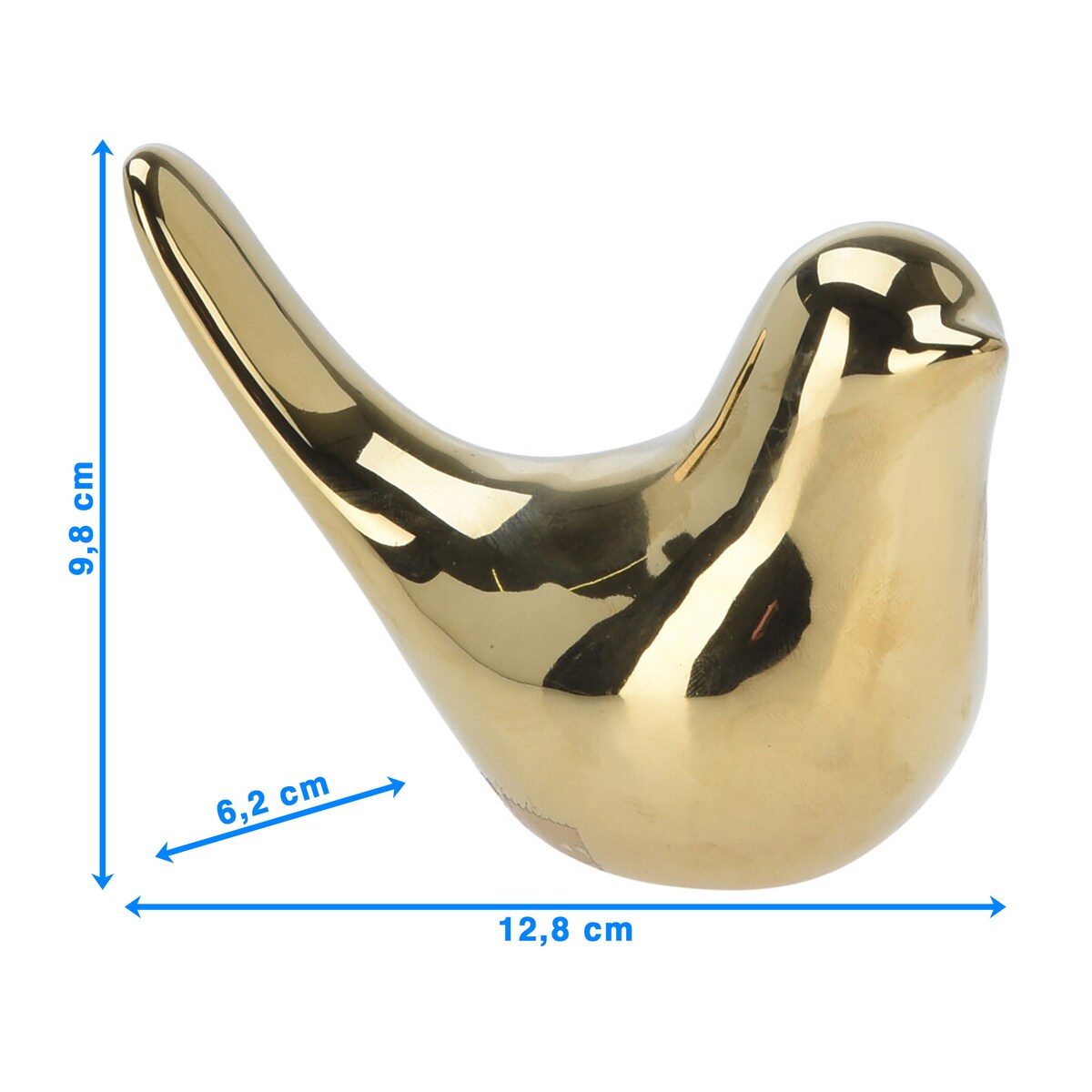 Szklany Ptaszek Dekoracyjny Świąteczny Złoty Ozdoba Na Stół 10 cm