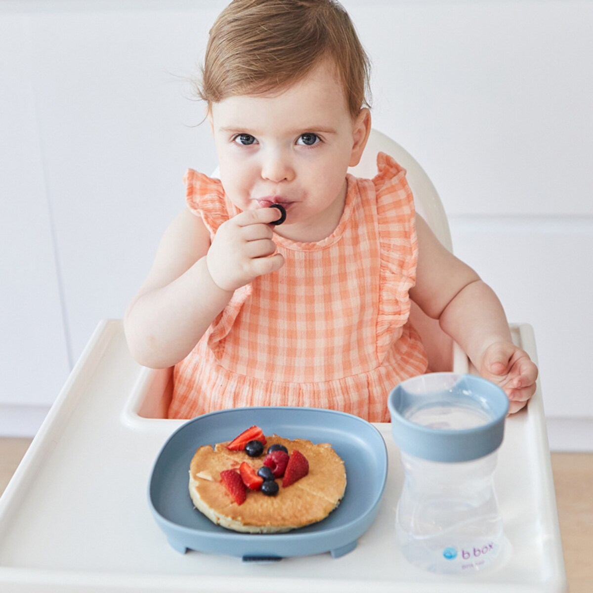 Talerzyk z przyssawką dla dzieci BLW – trójdzielny zaokrąglony 2w1 błękitny b.box