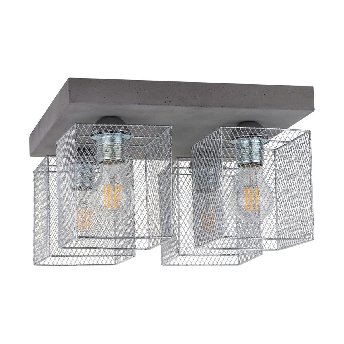 Lampa Sufitowa BRITOP Lighting 4xE27 Max.60W Klasyczny Szary Beton z Chromowanym Kloszem, Polski Producent, 1 szt.
