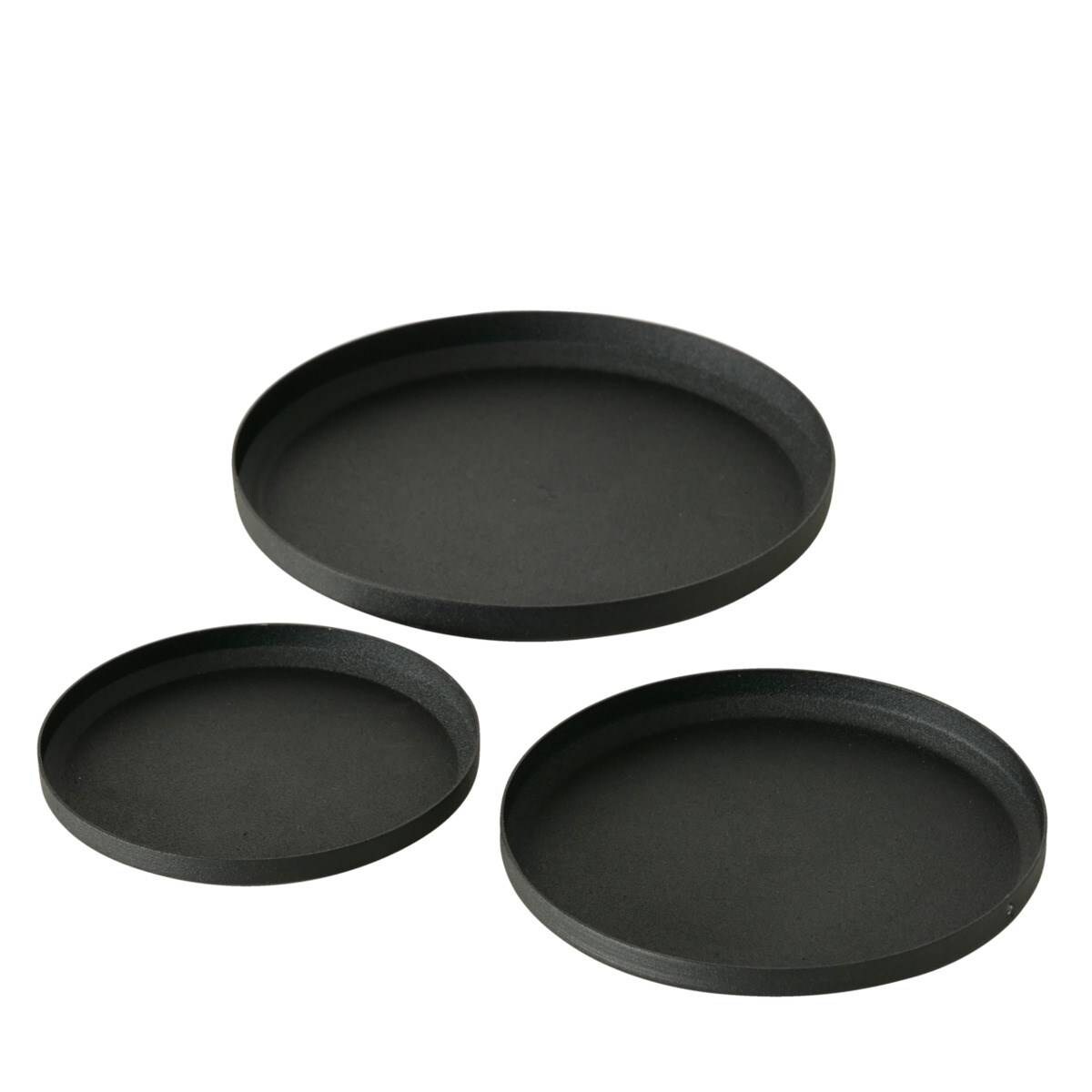 Podstawki na świece Mio, 3 sztuki, czarny mat