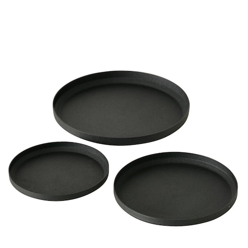 Podstawki na świece Mio, 3 sztuki, czarny mat