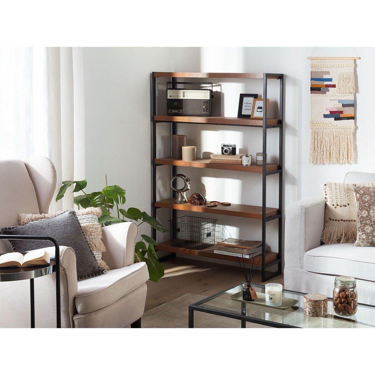 Regał 4 półki ciemne drewno TIFTON