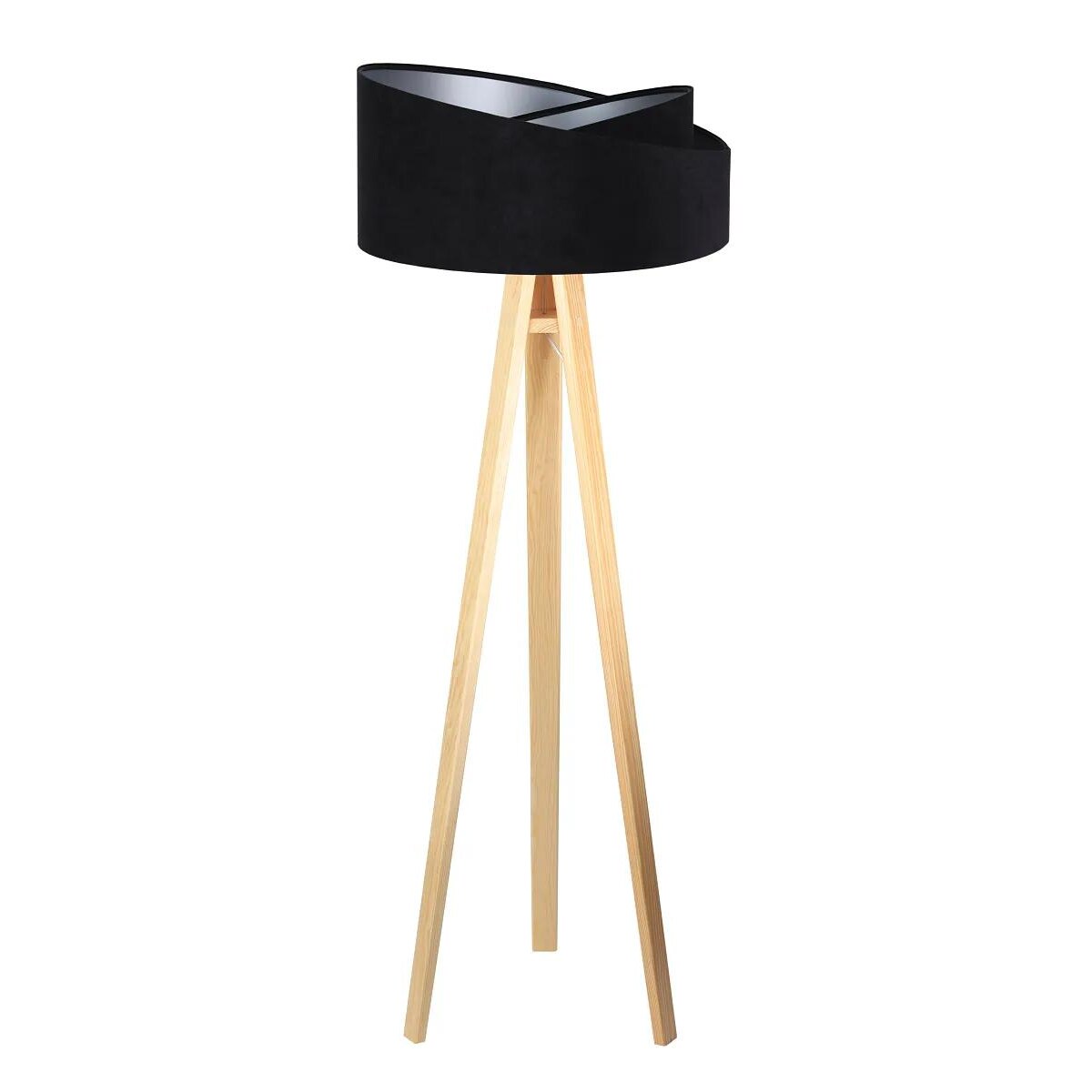 Lampa stojąca GEMSTONE czarna/srebrna/sosna