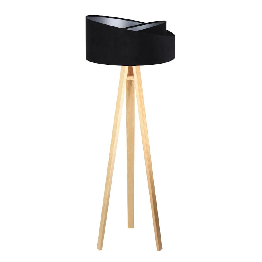 Lampa stojąca GEMSTONE czarna/srebrna/sosna