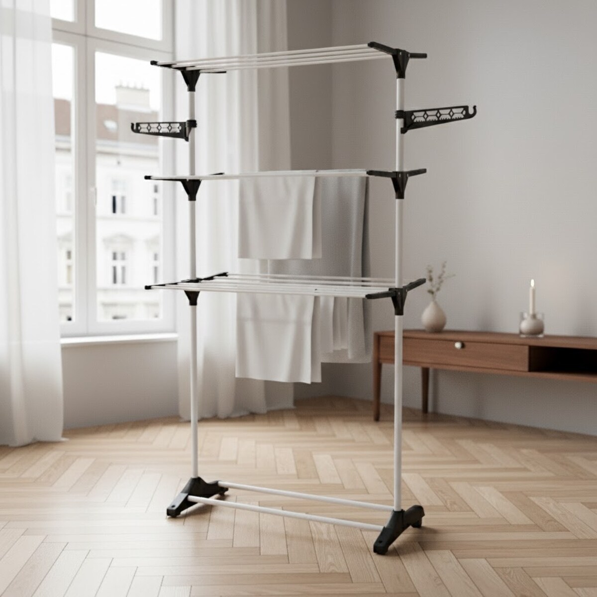 Pionowa suszarka na pranie z miejscem na wieszaki, 160 cm, ALTO