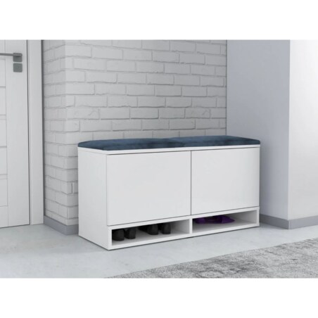 Szafka na buty z siedziskiem DUBAI biała/granatowa