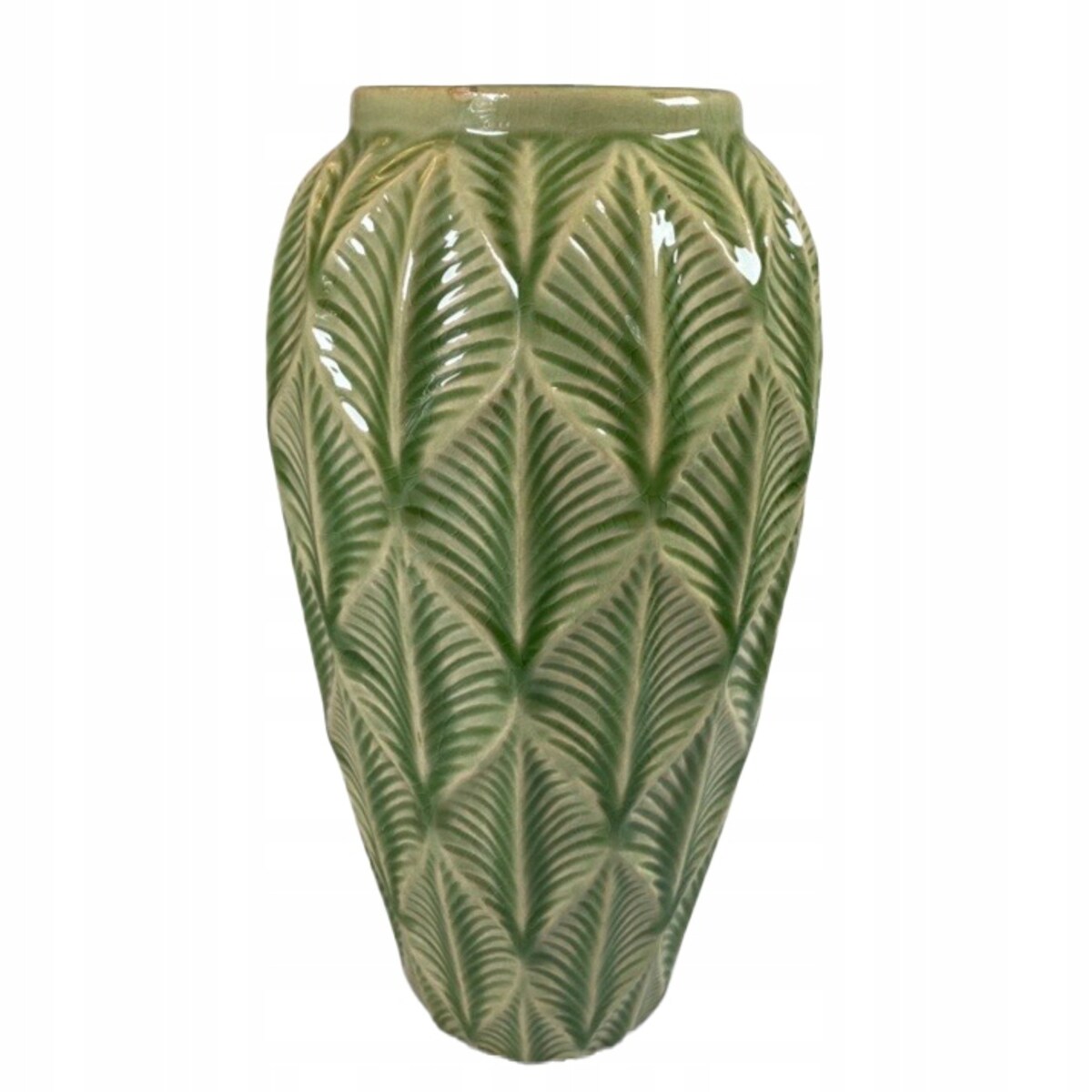 WAZON NA KWIATY ZIELONY CERAMICZNY skandynawski do salonu prezent 30cm