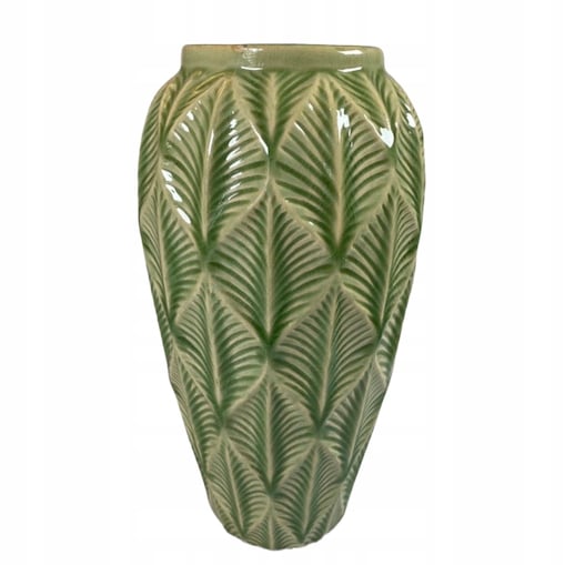 WAZON NA KWIATY ZIELONY CERAMICZNY skandynawski do salonu prezent 30cm