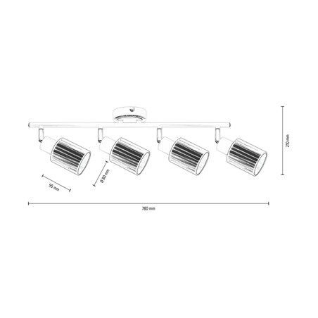 Lampa Sufitowa BRITOP Lighting 4xE14 Max.9W Eleganckie Połączenie Bieli z Czarną Tkaniną, Polski Producent, 1 szt.