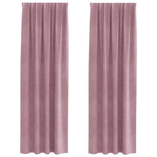 vidaXL Zasłony z zasłonami 2 pcs Ciemnoróżowy 140 x 225 cm Aksamit