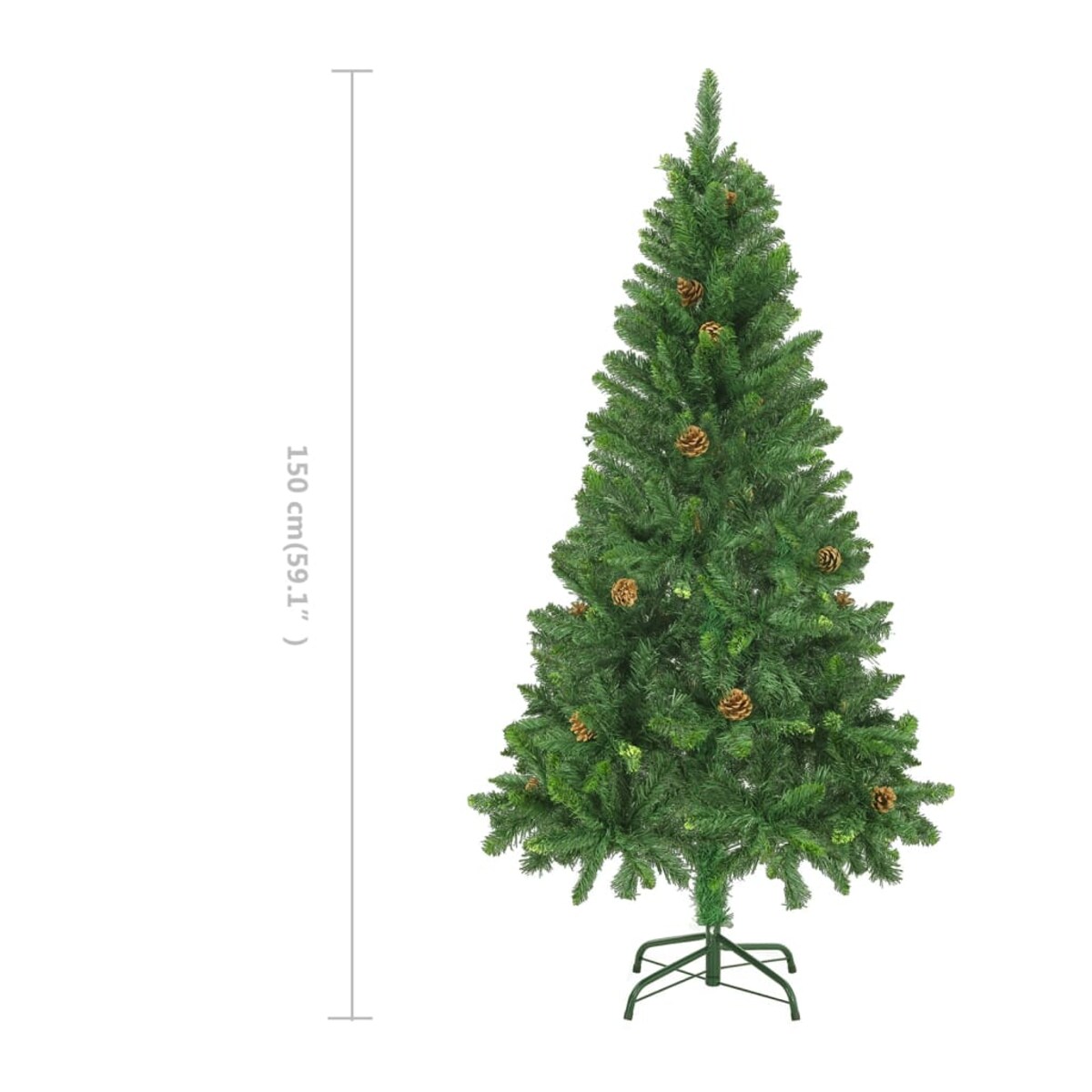 vidaXL Sztuczna choinka z szyszkami, zielona, 150 cm