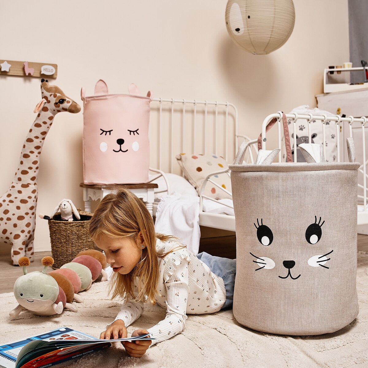 kosz na zabawki sipo, wersja premium, zamykany na ściągacz, królik, xxl