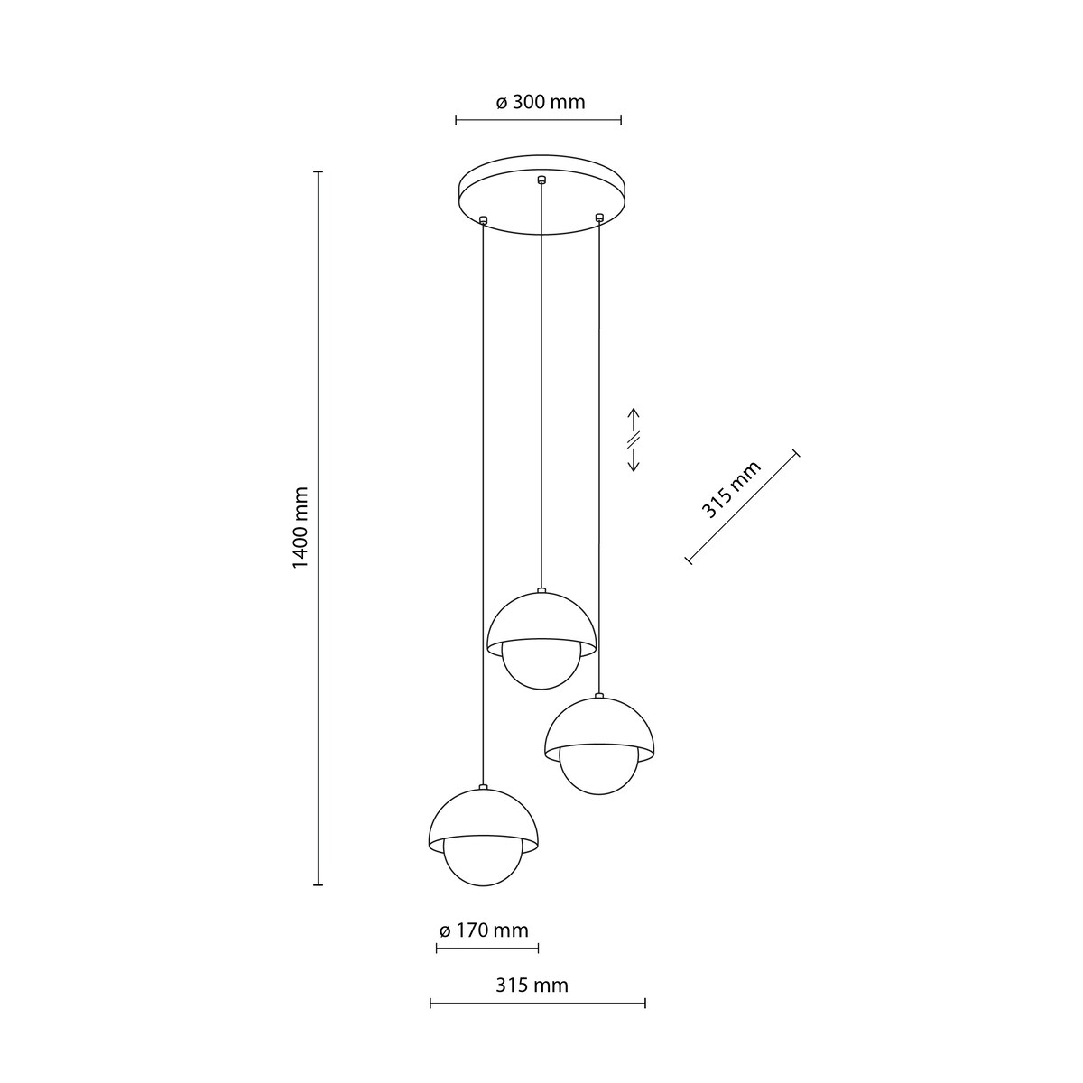 Lampa wisząca TK Lighting BONO BEIGE 10206 beżowo-biała 3xG9 regulowana do salonu jadalni kuchni