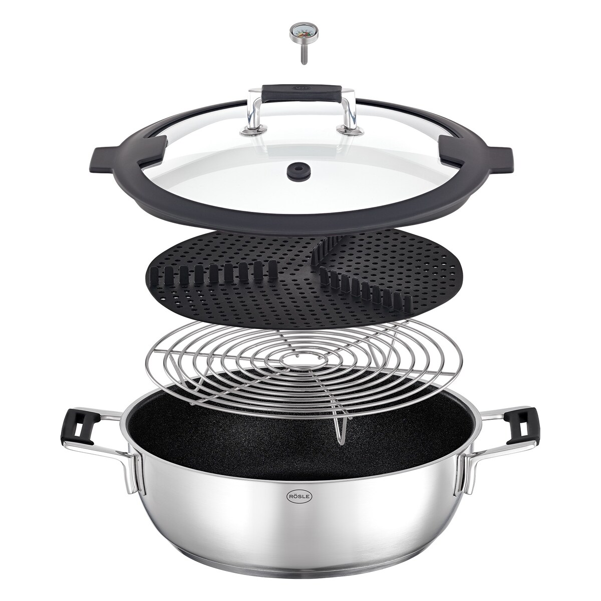 ROESLE - Brytfanna do gotowania na parze z pokrywą 28cm Silence PRO