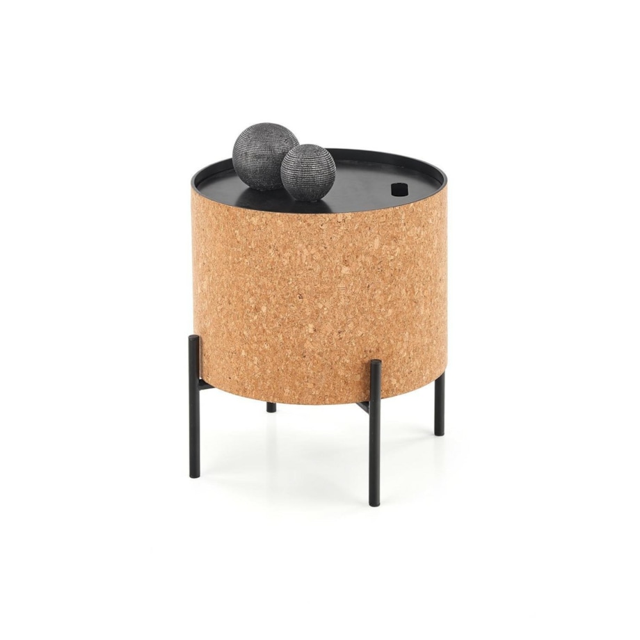 STOLIK KAWOWY Teffa naturalny Z POJEMNIKIEM mdf, korek, stal