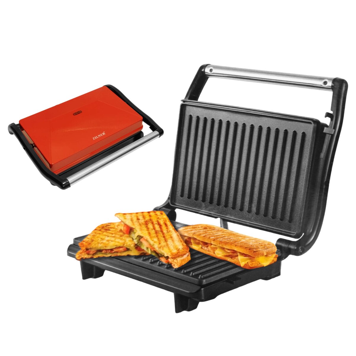 Mini grill elektryczny opiekacz do panini kanapek kompaktowy 800W ZILNER