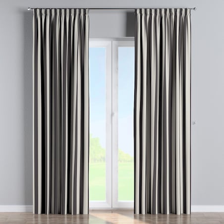 Zasłona na taśmie marszczącej 1 szt. 130x245 biało-grafitowe pionowe pasy (5,5cm)