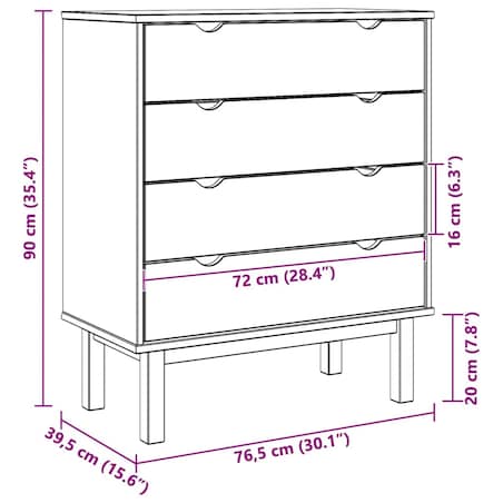 vidaXL Komoda OTTA, brązowo-szara, 76,5x39,5x90 cm, drewno sosnowe