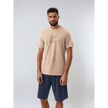 Piżama Dreamber 42632-02X Beżowo-Niebieski, XXL