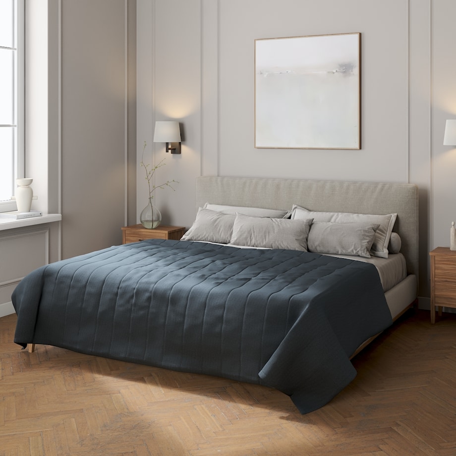 Narzuta pikowana w pasy 130x210 niebieski