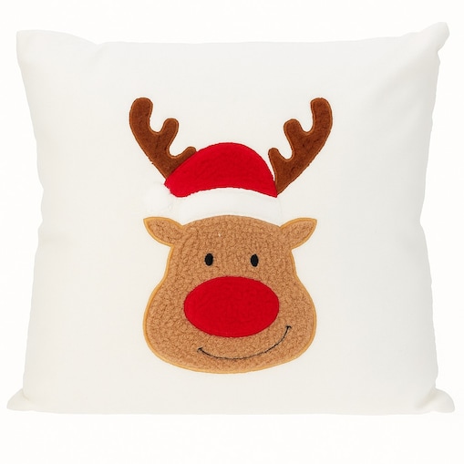 Poduszka dekoracyjna, świąteczny wzór, biała 44 x 44 cm