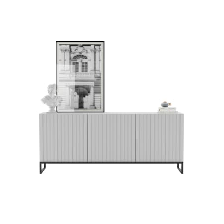 Nowoczesna Szafka RTV Loft Biały Mat Komoda RTV Glamour 168 cm Czarna Rama Loft