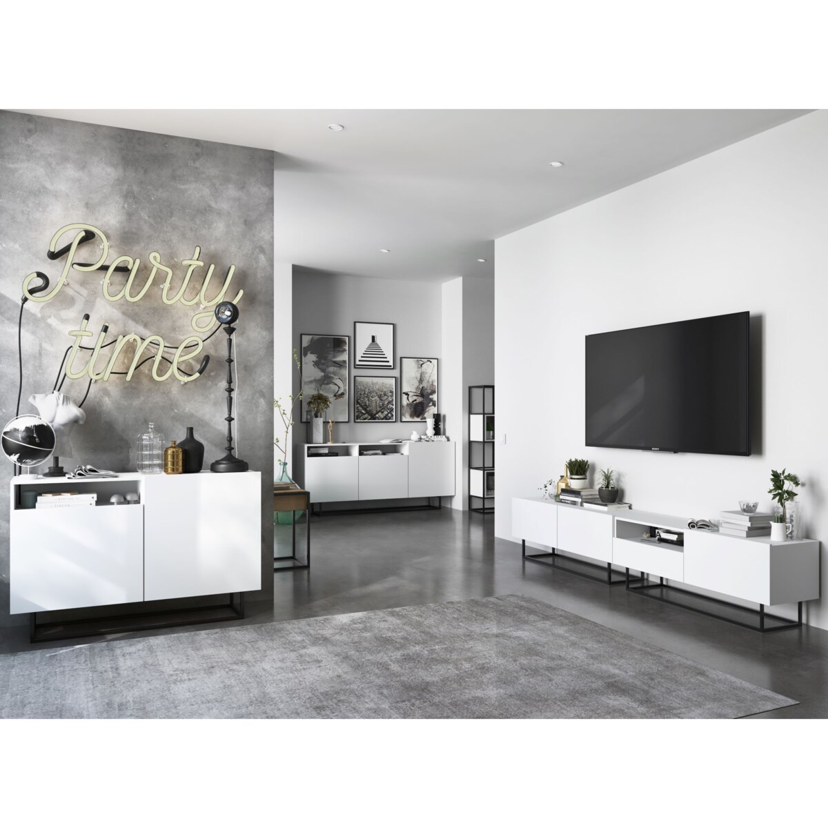 Szafka RTV Loft Biały MAT Komoda RTV Loft Szuflada 240 cm