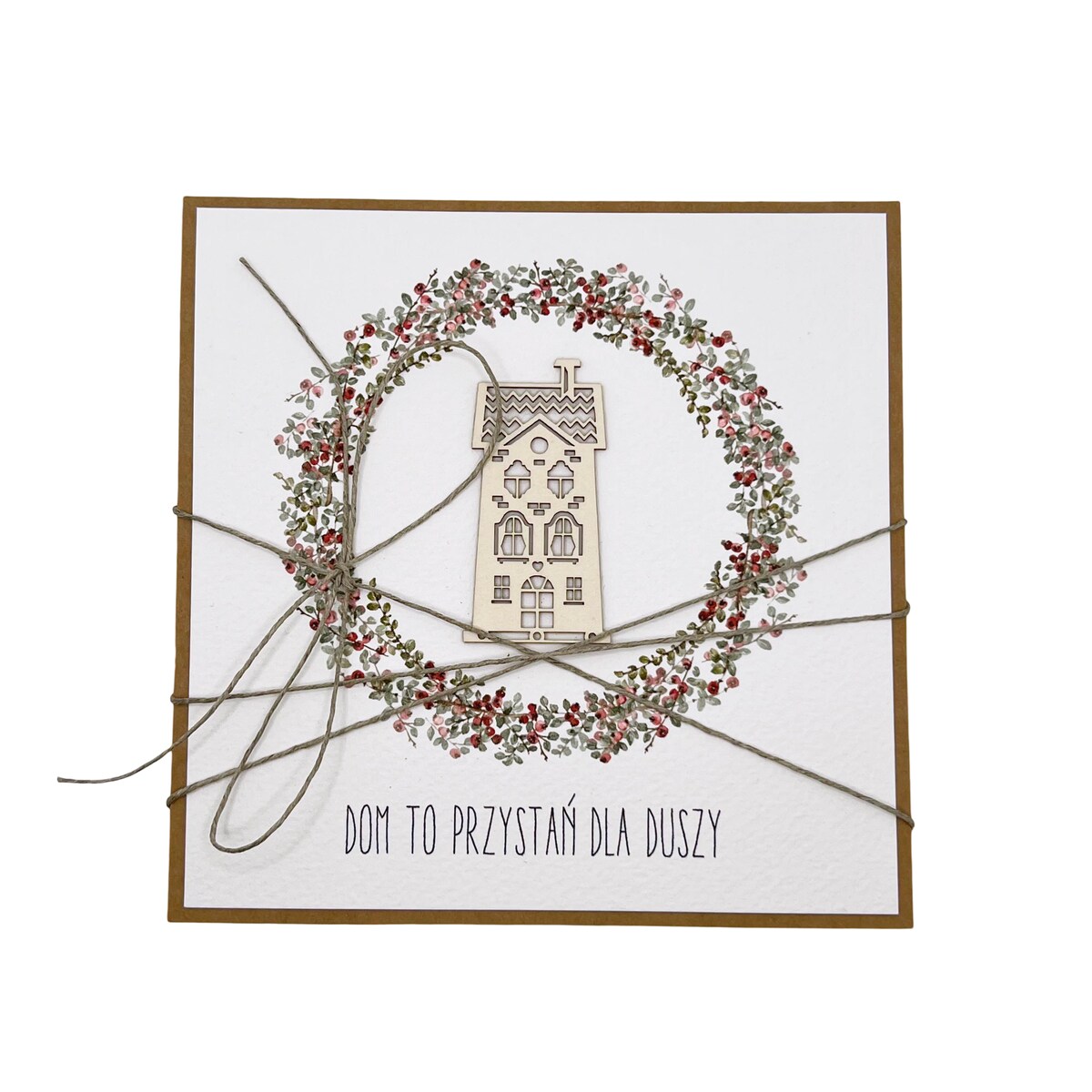 Ręcznie robiona kartka na parapetówkę - gratulacje z okazji przeprowadzki do nowego domu