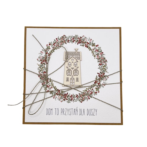 Ręcznie robiona kartka na parapetówkę - gratulacje z okazji przeprowadzki do nowego domu