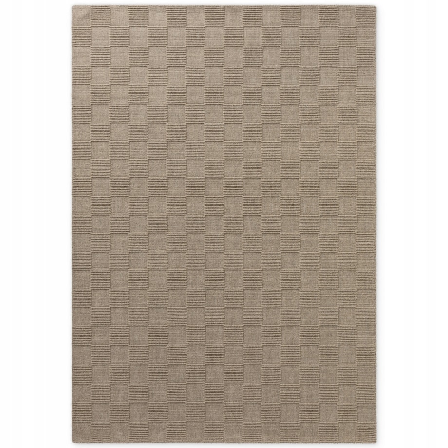 Dywan wełniany do salonu 160x230cm, brązowy nowoczesny wzór 3D