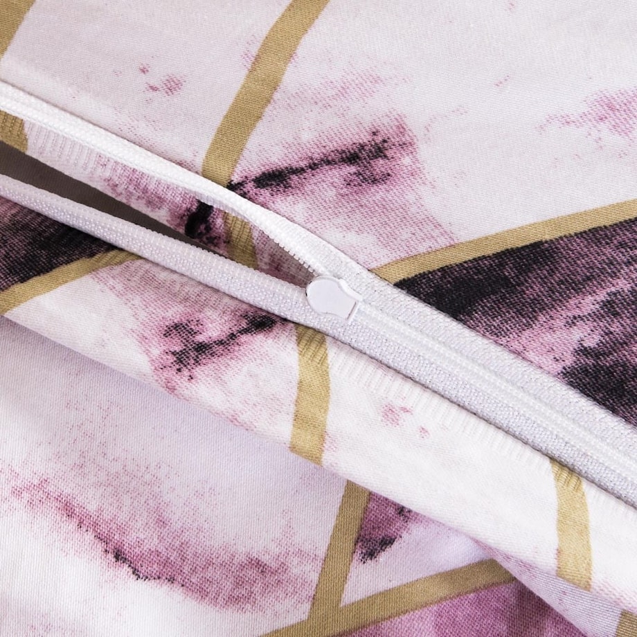 Pościel satyna bawełniana 180x200 Satynlove czarno różowy geometryczny marmur