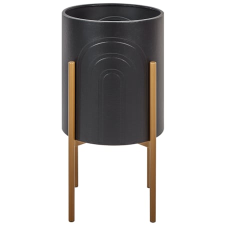 Doniczka na stojaku metalowa 32 x 32 x 58 cm czarna SEROTINA